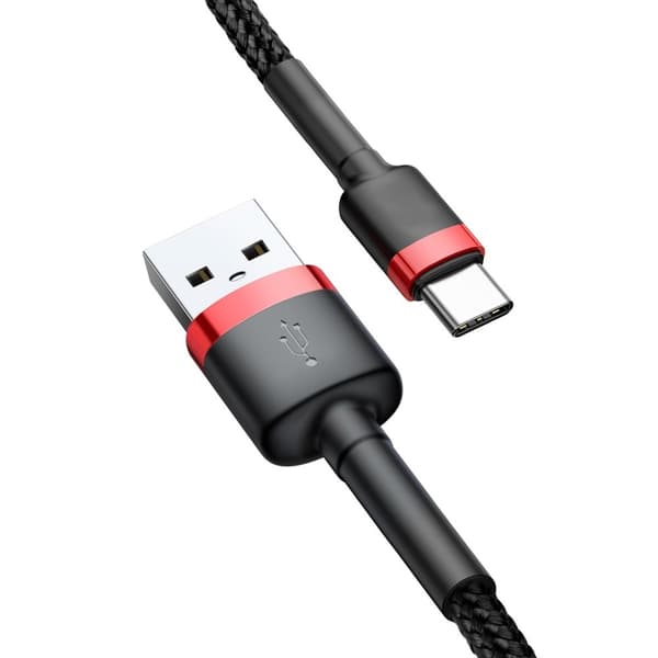 Baseus Cafule USB-A til USB-C Kabel QC 3.0, 18W, 2A, 3m - Rød/Sort