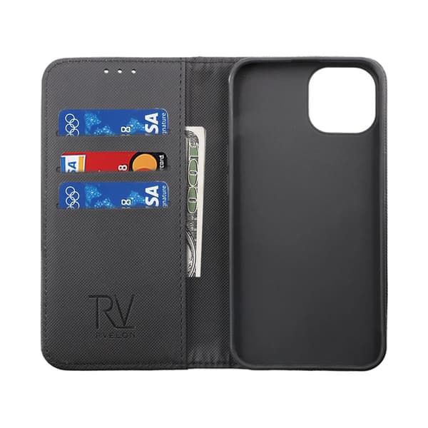 iPhone 14 Plus Plånboksfodral Extra Kortfack Rvelon - Svart