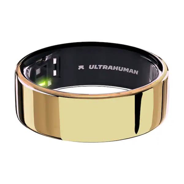 Ultrahuman Ring Air Smart Ring Størrelse 8 Bionic Gold Ny stand