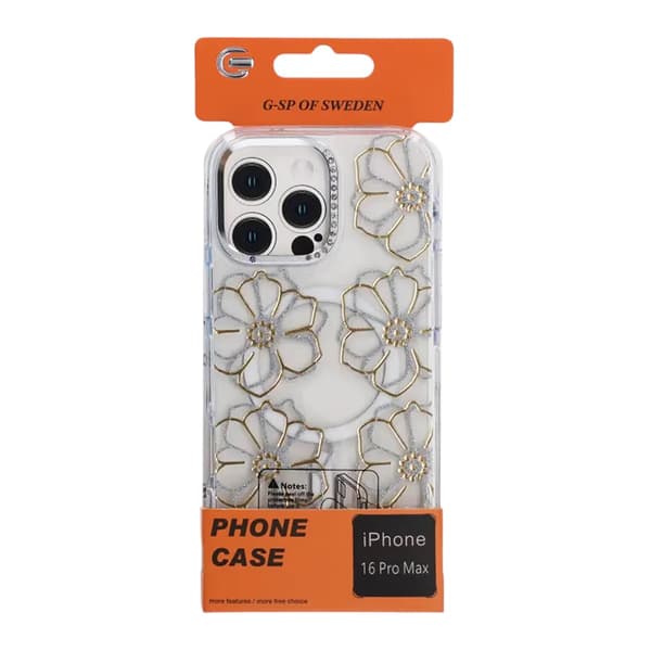 MagSafe cover til iPhone 16 Pro Max - Gennemsigtigt med blomster