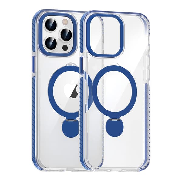 Magsafe Cover til iPhone 15 Pro Max - Transparent blå med ringholder