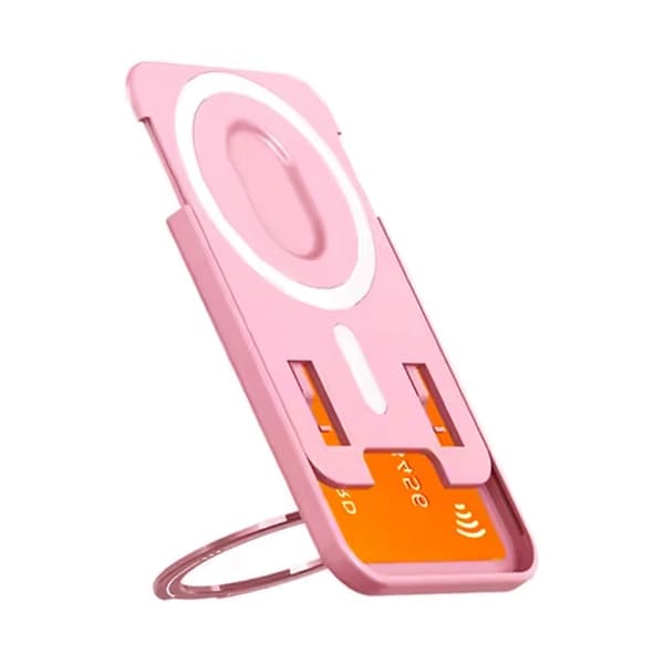 MagSafe kortholder med roterende ringstativ - Rosa