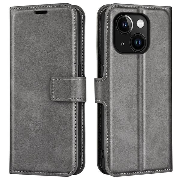 IPhone 15 cover med magnetisk lukning - Grå