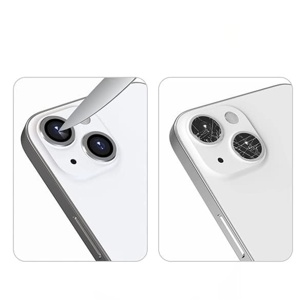 iPhone 13/13 Mini Kameralins skydd med Ram - Silver