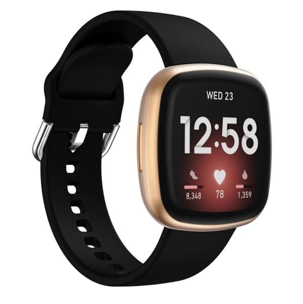 Fitbit Versa 3 silikoninen kellon ranneke - Musta
