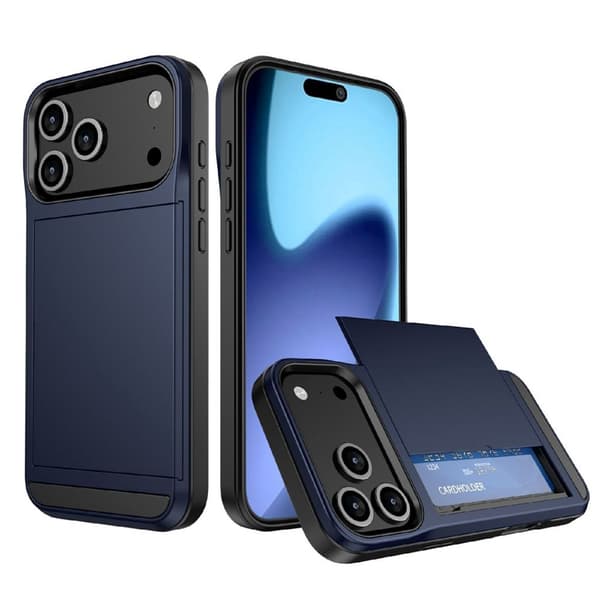iPhone 18 Pro / 17 Pro Cover med kortholder - Blå