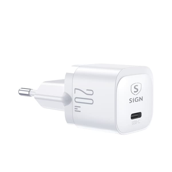 SiGN Mini Hurtigoplader USB-C PD 20W - Hvid