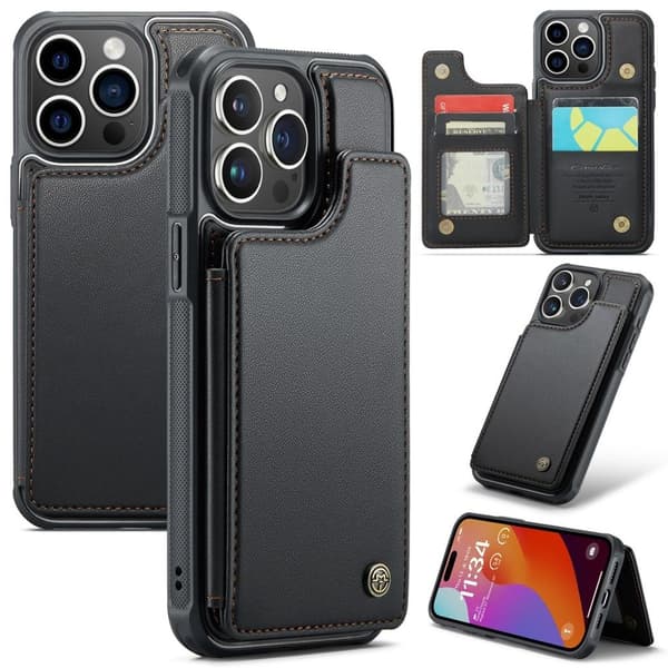 CASEME iPhone 15 Pro C22 Wallet Case RFID-blokering - Sort