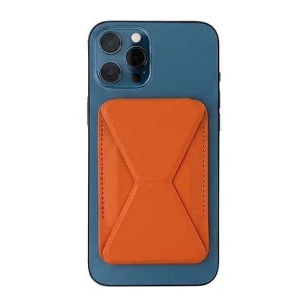 Foldable Ultra Thin Magnetic Cardholder Phone Kickstand Orange