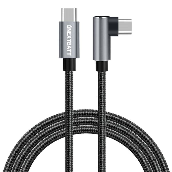 NEXTBATT USB-C til USB-C Vinklet Kabel 60W, 2m - Sort