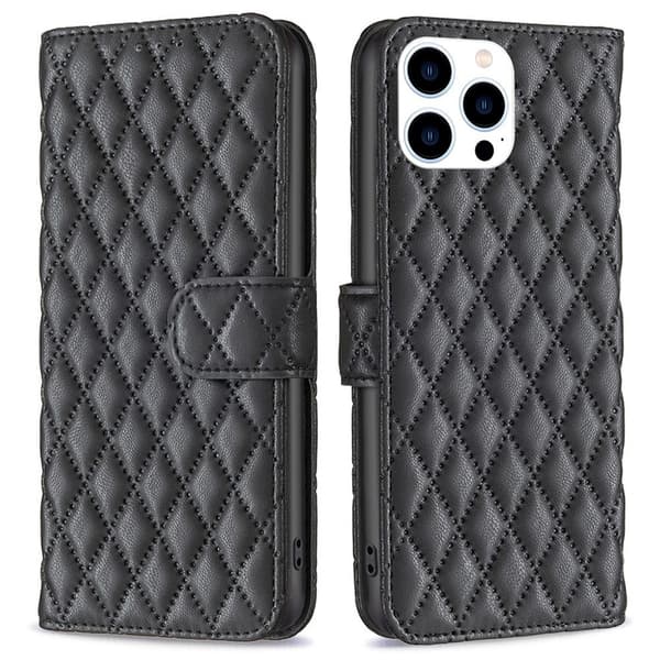 Pehmustettu iPhone 14 Pro lompakkokotelo - Musta