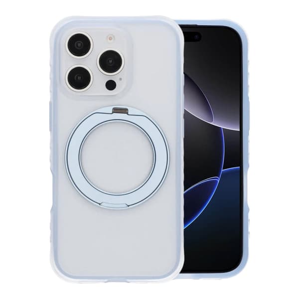 Matt Mobilskal med ringstativ för iPhone 16 Pro - Blå