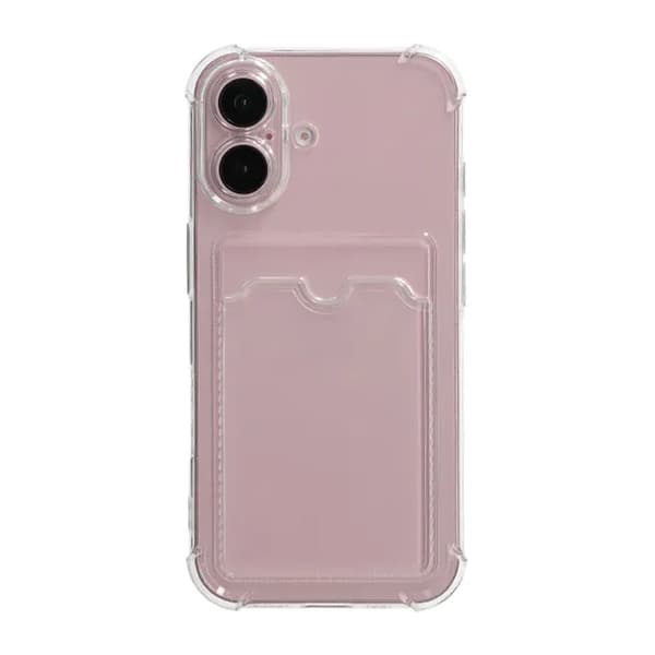 Stødsikkert etui med kortholder iPhone 16 Plus Transparent