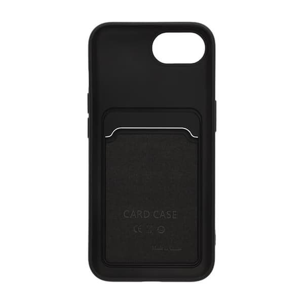Silikonikuori korttipidikkeellä iPhone 16e - Musta