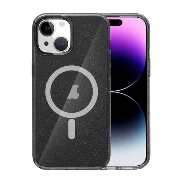 iPhone 15 -matkapuhelinkotelo, kimalteleva Magsafe - musta