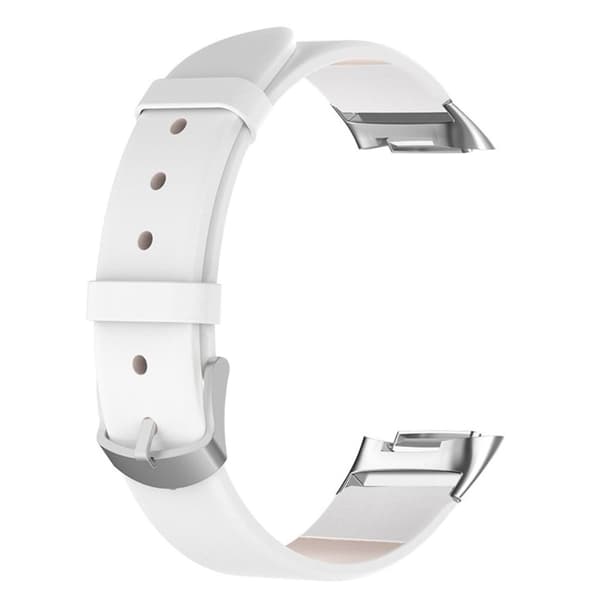 Fitbit Charge 6 / 5 Urrem i Læder - Hvid