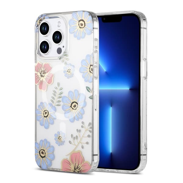 iPhone 13 Pro Max Cover MagSafe - Blomster Rød/Blå