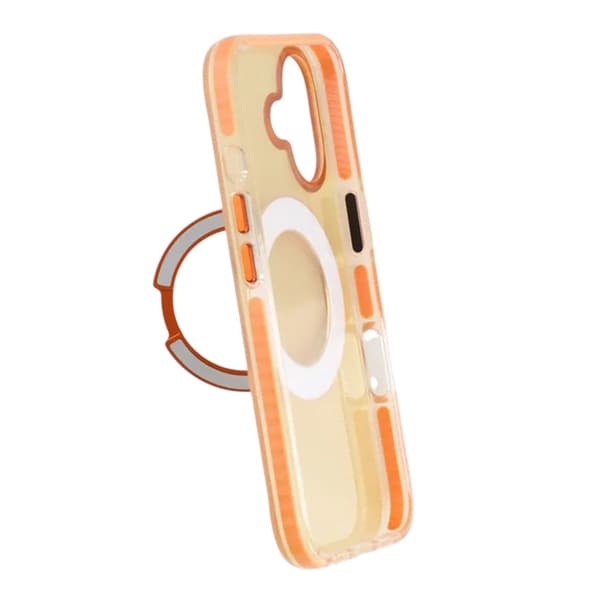 Iridescent Shockproof Case with 360-degree Rotatable Kickstand For iPhone 17 Orange