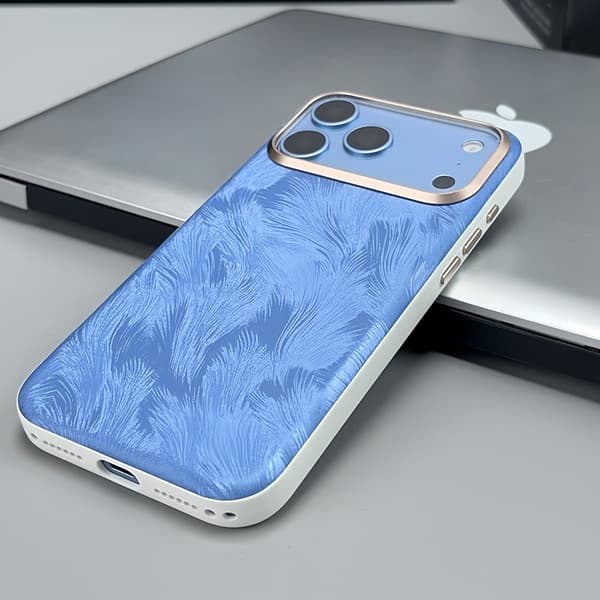 Mobilskal med plumartad textur för iPhone 17 Pro Max och iPhone 18 Pro Max - Blå