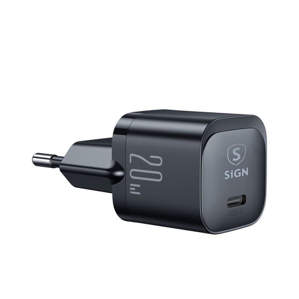 SiGN PD 20W USB-C Mini Oplader - Sort