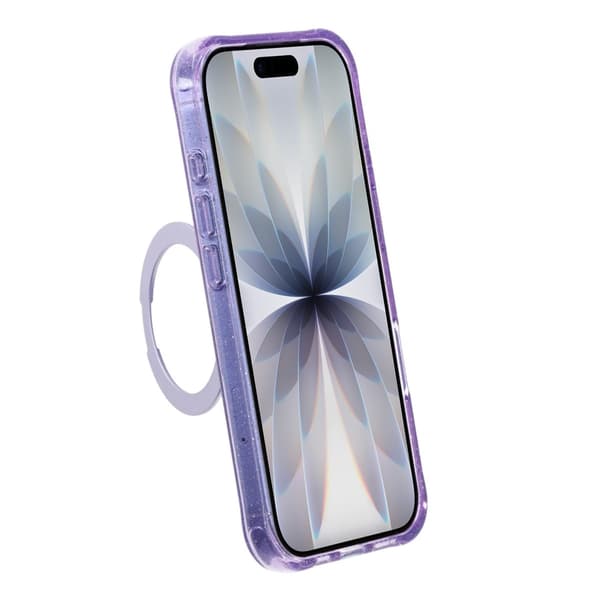 Glitrende MagSafe-cover til iPhone 17 med roterende stativ - Lyslilla