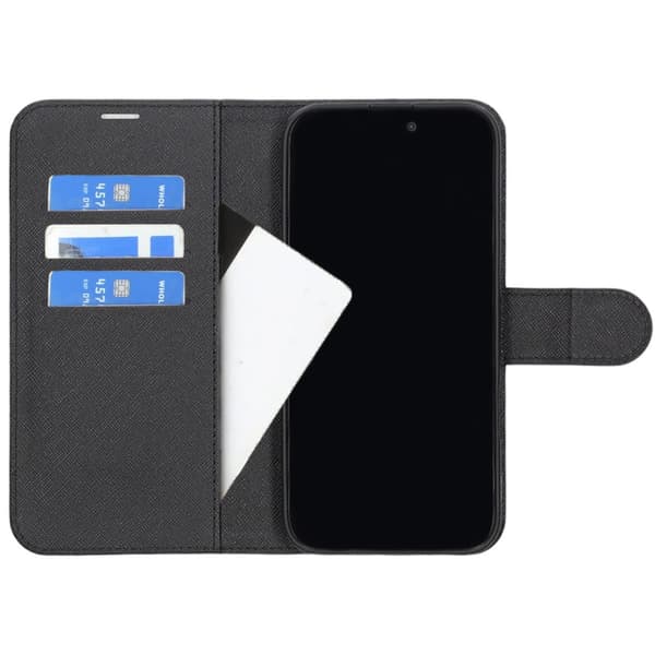 iPhone 16 Plus Wallet Cover med Stand - Sort