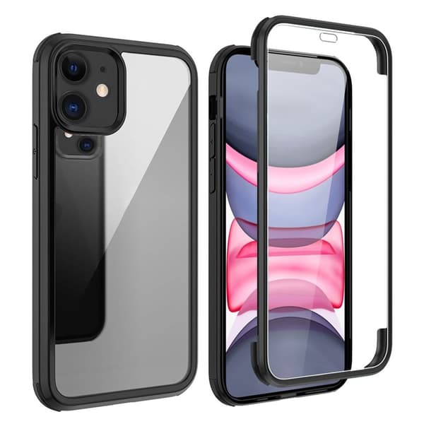 iPhone 11 -kuori näytönsuojalla - musta