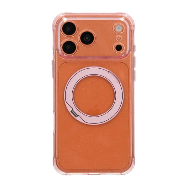 Glitrende MagSafe-cover til iPhone 17 Pro og 18 Pro med roterende stativ - Rosa