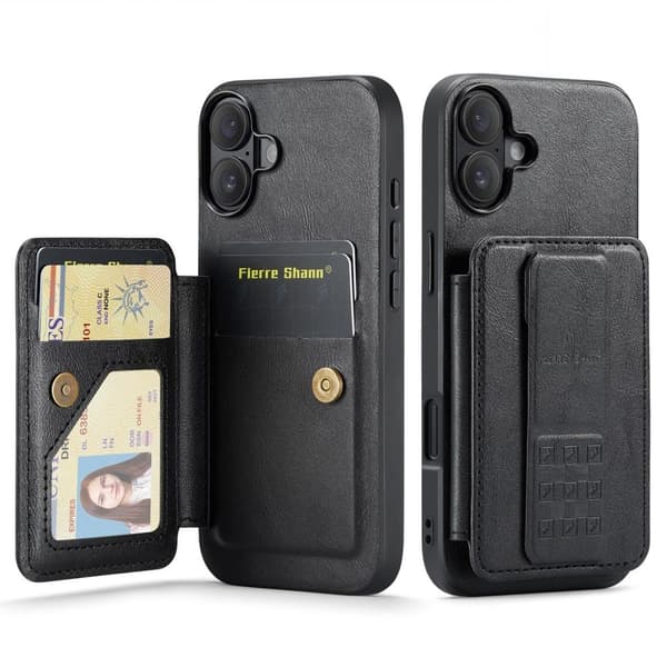 FIERRE SHANN iPhone 16 Cover med kortpladser - Sort