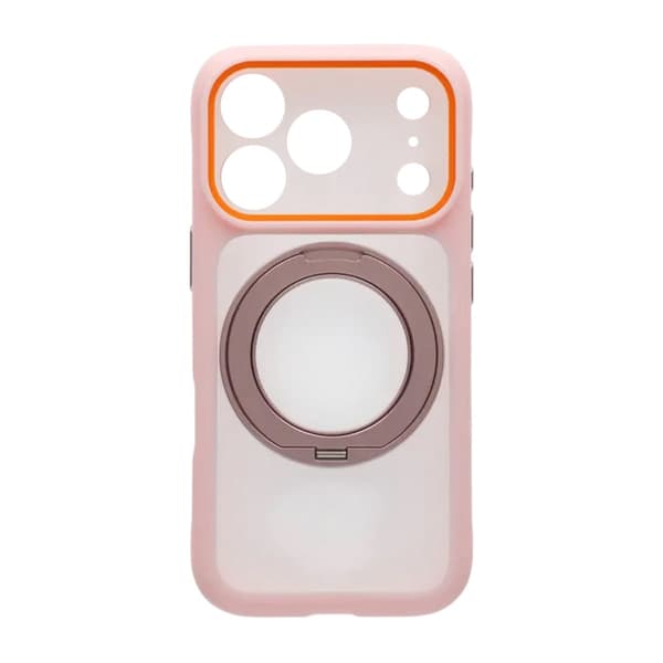 Clear Glow 360-degree Rotating MagSafe Stand Case For iPhone 17 Pro Max Pink