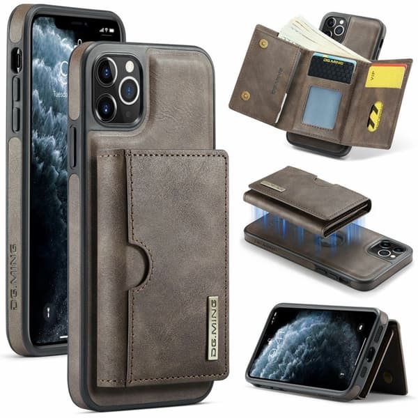 DG.MING iPhone 11 Pro Max Magnetisk Wallet Case RFID-blokering – Kaffe