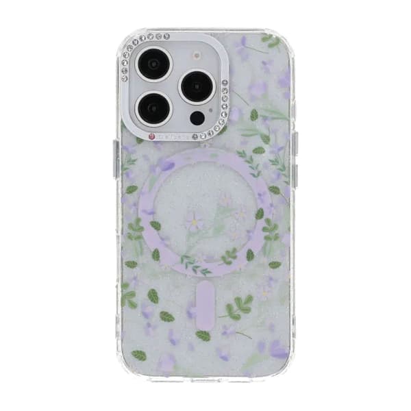 Blomstret Cover med Magsafe til iPhone 16 Pro Max - Lavendel