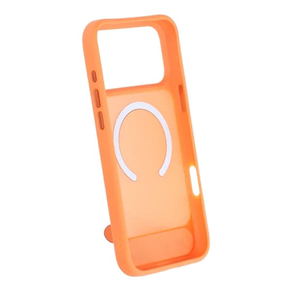 Black Feather Inclined Bracket Magnetic Case - iPhone 17 Pro Orange