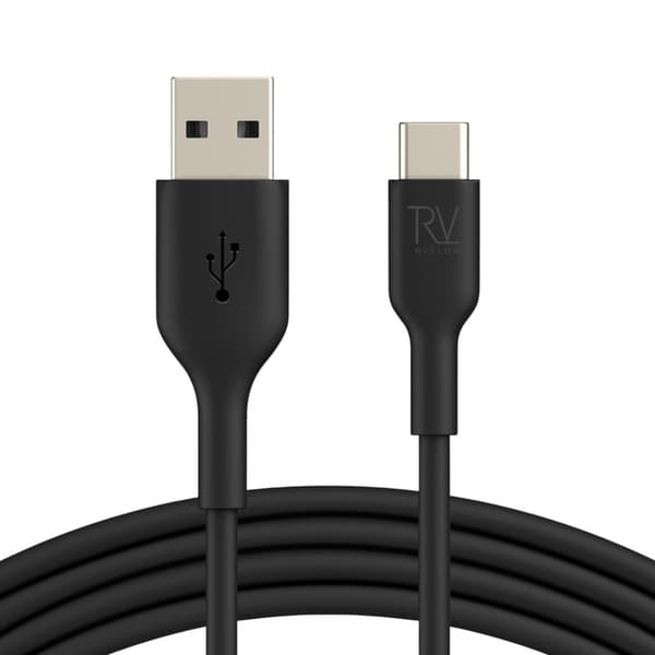 Rvelon USB-A–USB-C-kaapeli 1 metri – musta