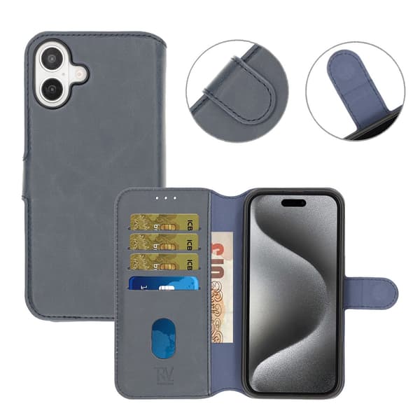 iPhone 16 Plus Pung Etui Magnet Rvelon - Blå