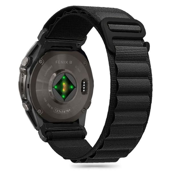 Tech-Protect Nylon Pro -kellon ranneke Garmin Fenix 5/6/6 Pro/7/8 - Musta