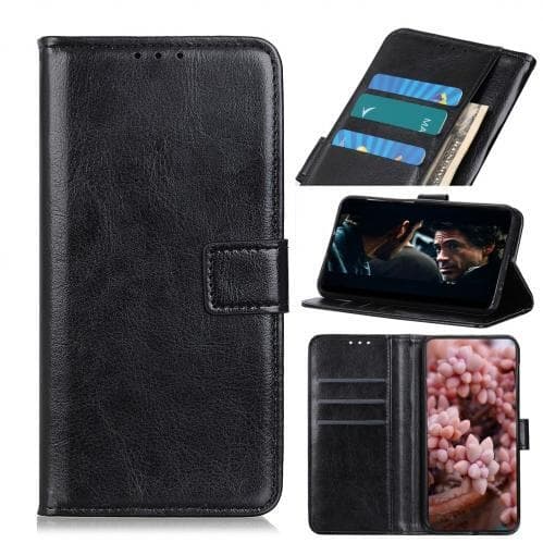 Crazy Horse Pung Etui til iPhone 12 Pro Max - Sort