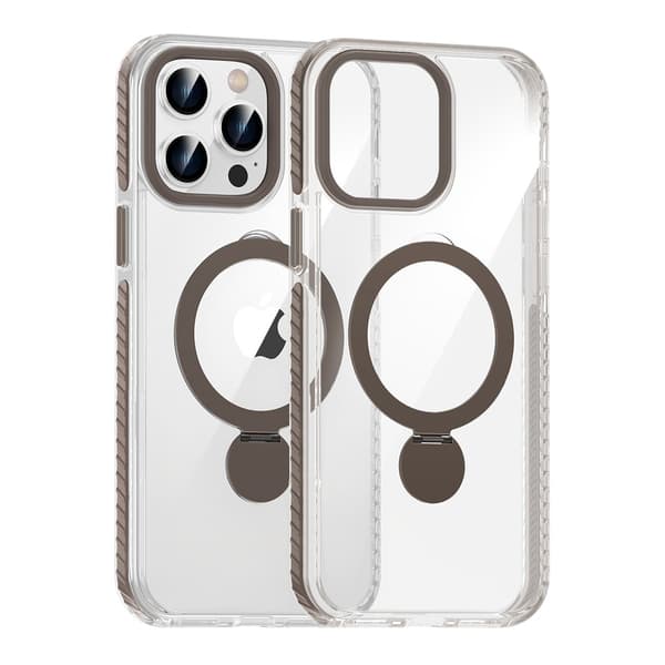 MagSafe Cover til iPhone 15 Pro Max - Transparent Grå med Ringholder