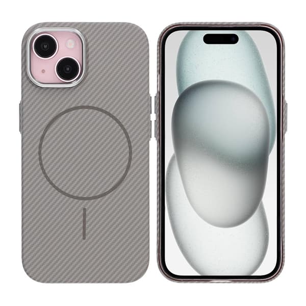 iPhone 15 Mobilcover Kulfibermønstret - Grå