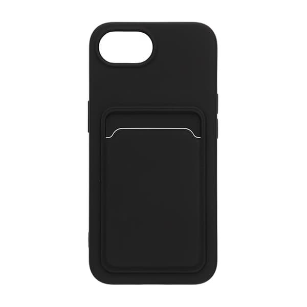 Silikonikuori korttipidikkeellä iPhone 16e - Musta