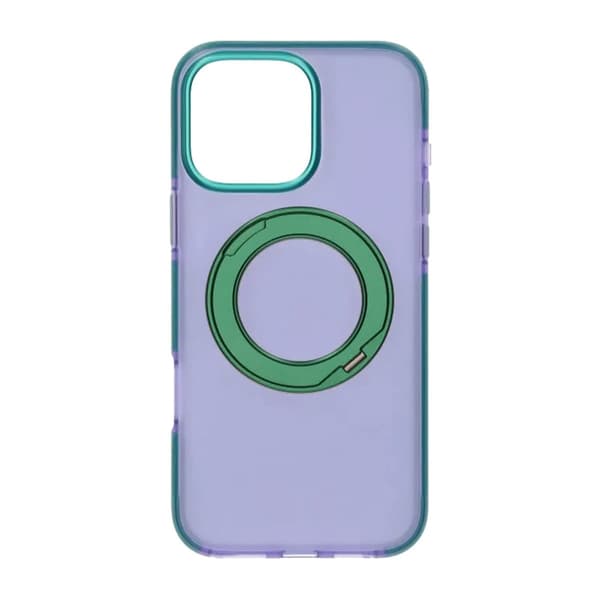Iridescent Shockproof Case with 360 degree Rotatable Kickstand For iPhone 16 Pro Purple