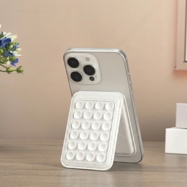 Foldable Suction Cup Phone Stand & Card Holder White