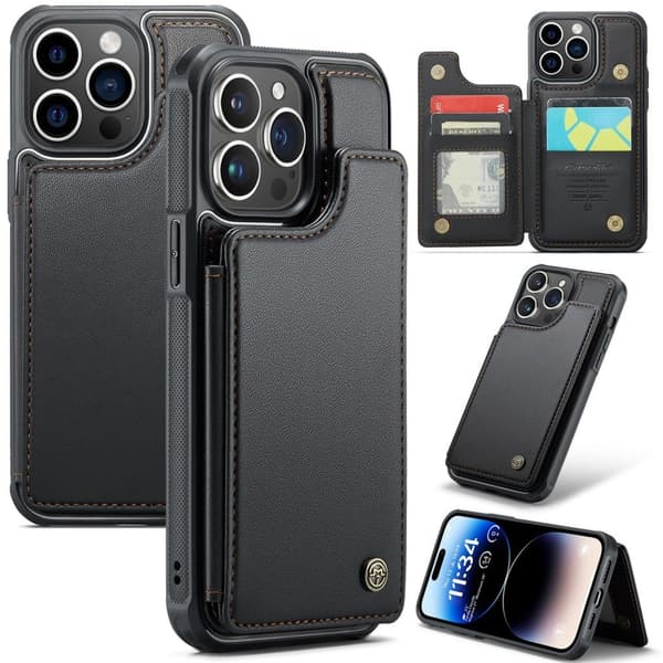 CASEME C22 iPhone 14 Pro Plånboksfodral RFID-skydd - Svart