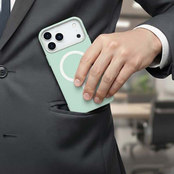 Mobilskal Silikon med Kamera Metallram för iPhone 17 Pro Max - Grön