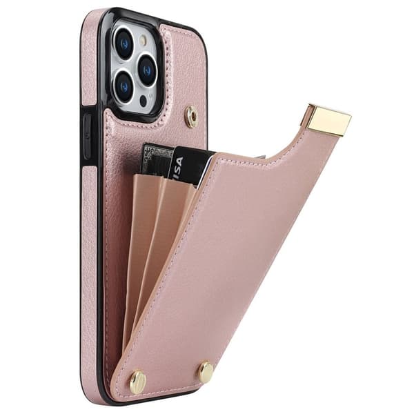 iPhone 14 Pro Cover med kortholder - Rosaguld