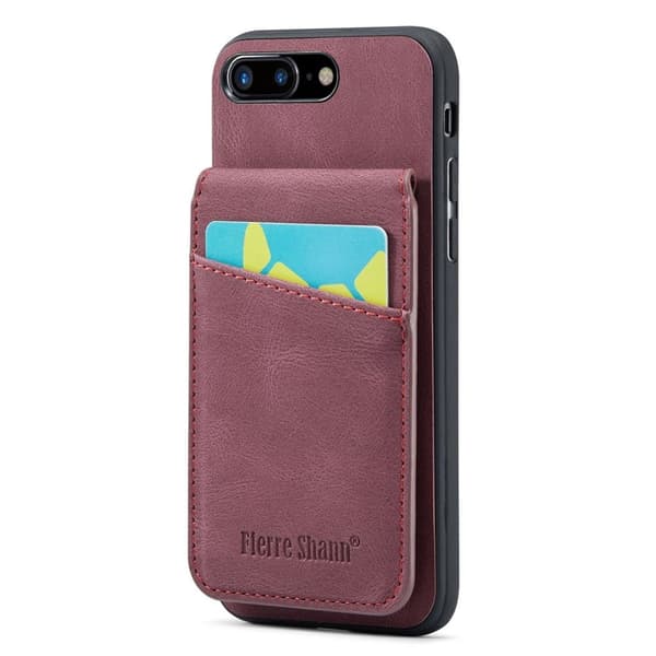 FIERRE SHANN iPhone 7 Plus / 8 Plus -kotelo korttipaikoilla - Punainen