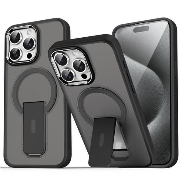 iPhone 14 Pro MagSafe Cover med Støttefod - Transparent Sort