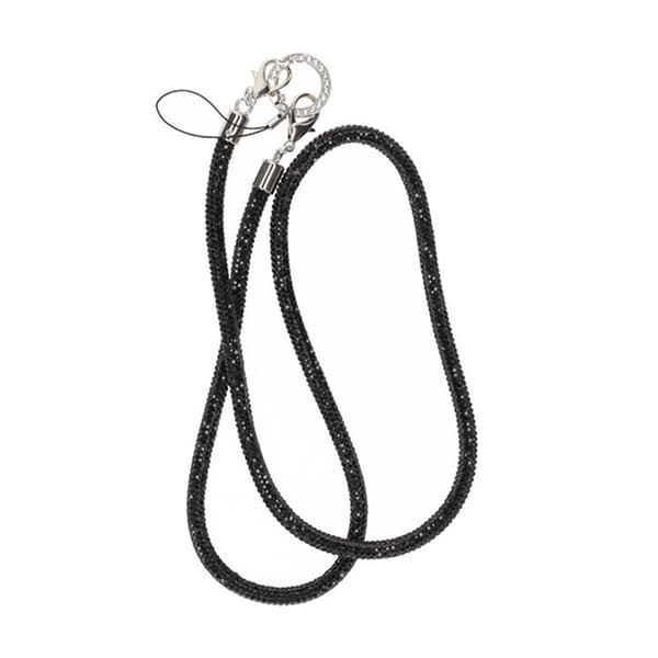 Mobilhalskæde 80cm - Sort glimmer