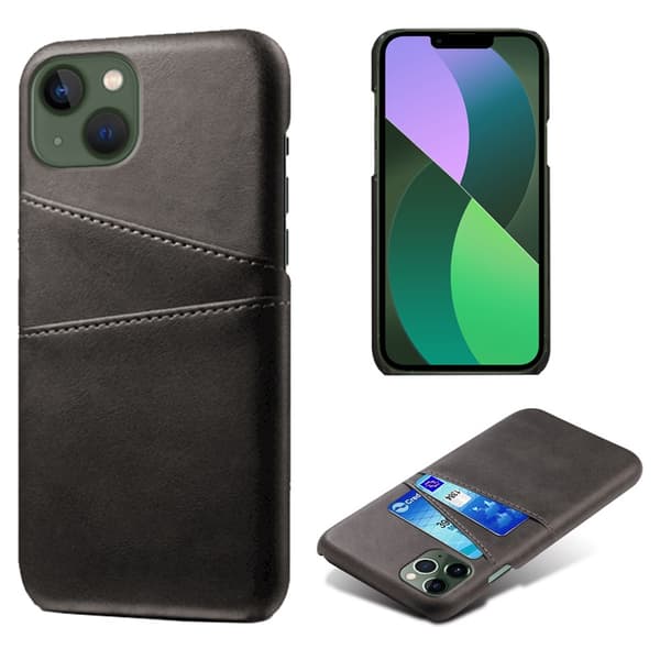 IPhone 14 PU Læderbelagt Hård PC Case - Sort