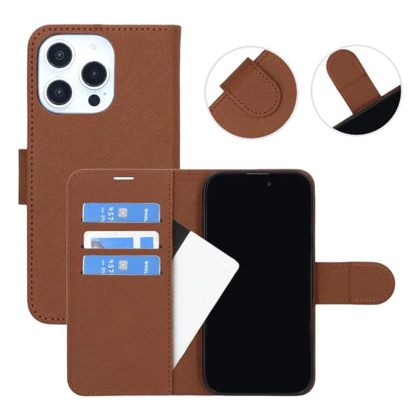 iPhone 16 Pro Pung Etui med Stand - Brun